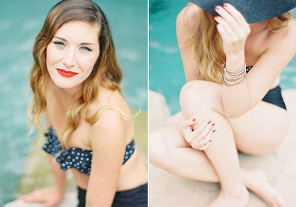 Poolside swim suite portraits