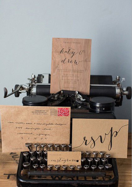 Kraft with Black Calligraphy Invitation Suite