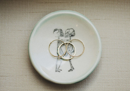 Wedding Bands in Skeleton Ring Holder