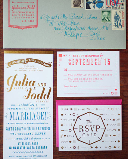 Vintage Santa Barbara Wedding Invitation