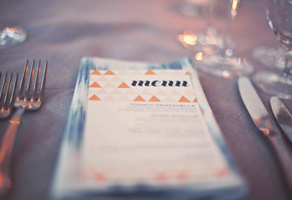 Modern Wedding Blue and orange Menu Inspiration