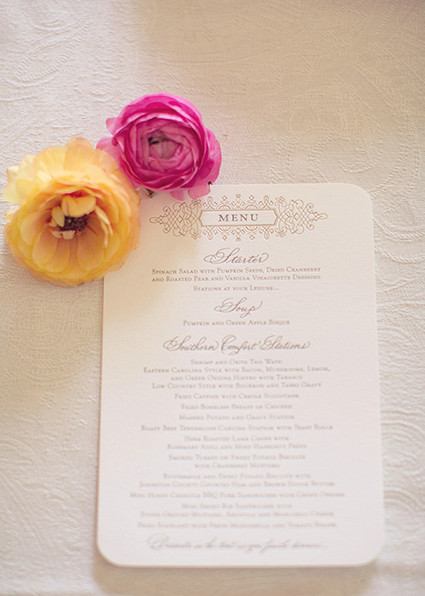Vibrant Spring Wedding Menu