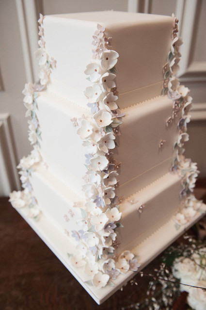 White cake with flower decor