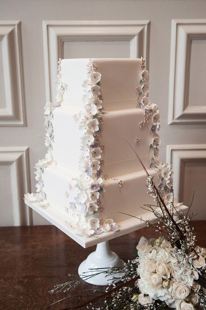 White cake with flower decor