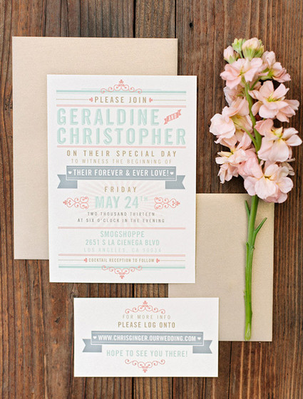 Whimsical Smog Shoppe Wedding Invitation