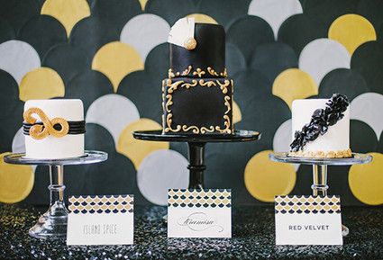 Black & gold wedding cakes
