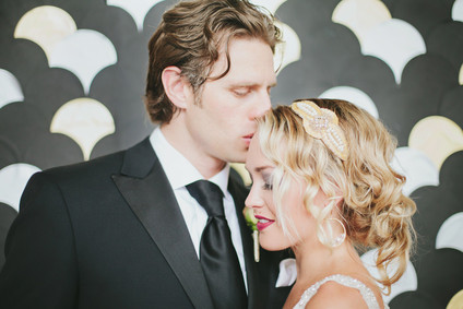 Black & gold wedding portrait