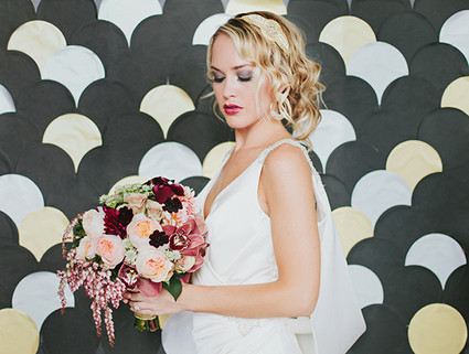 Light pink and maroon bouquet