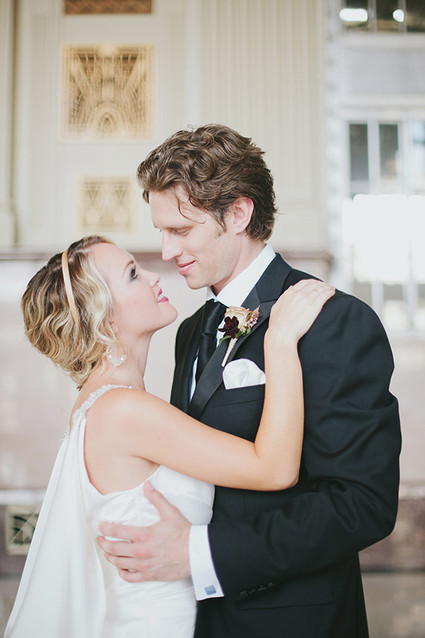Black & gold wedding portrait