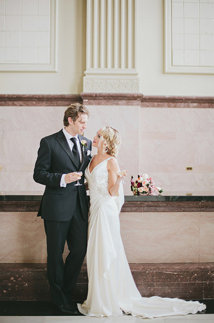 Black & gold wedding portrait