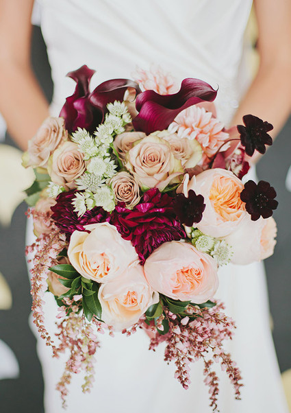 Light pink and maroon bouquet