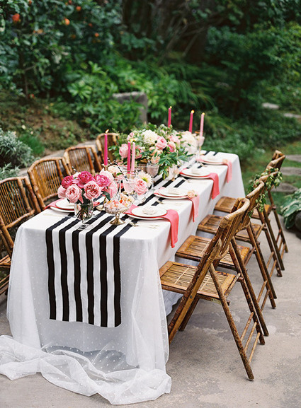 Pink, black and gold dinner party Wedding Inspiration