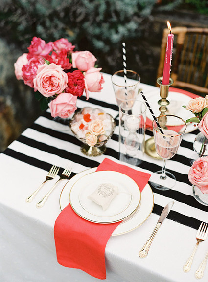 Pink, black and gold dinner party Wedding Inspiration