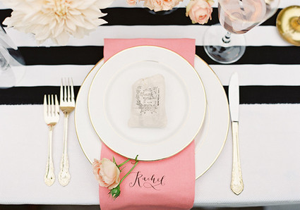 Pink, black and gold dinner party Wedding Inspiration