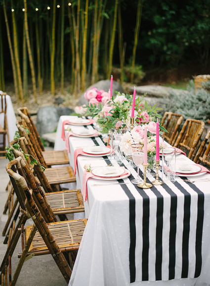Pink, black and gold dinner party Wedding Inspiration