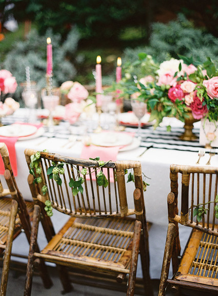 Pink, black and gold dinner party Wedding Inspiration