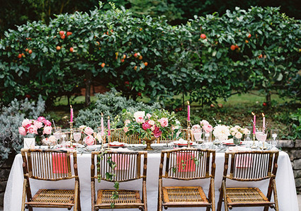 Pink, black and gold dinner party Wedding Inspiration