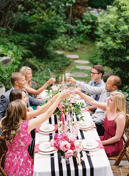 Pink, black and gold dinner party Wedding Inspiration