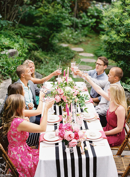 Pink, black and gold dinner party Wedding Inspiration