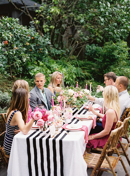 Pink, black and gold dinner party Wedding Inspiration