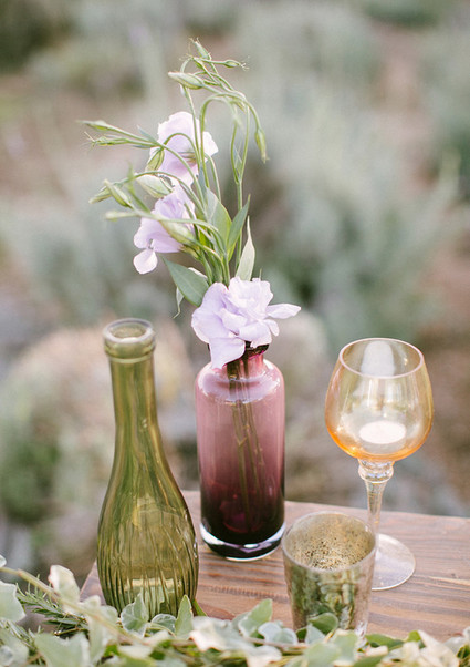 Purple and green glassware