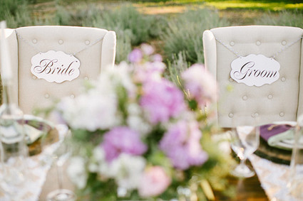 Bride and Groom chair signage Inspiration