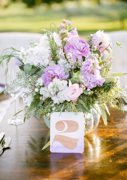 Purple ombre wood table number Inspiration