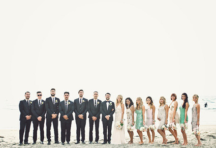 Beach wedding party