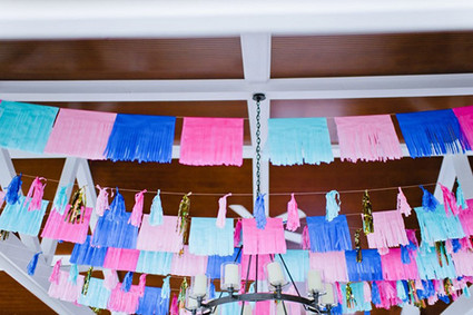 Pink and blue papel picado