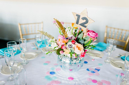 80's pop themed wedding tablescape