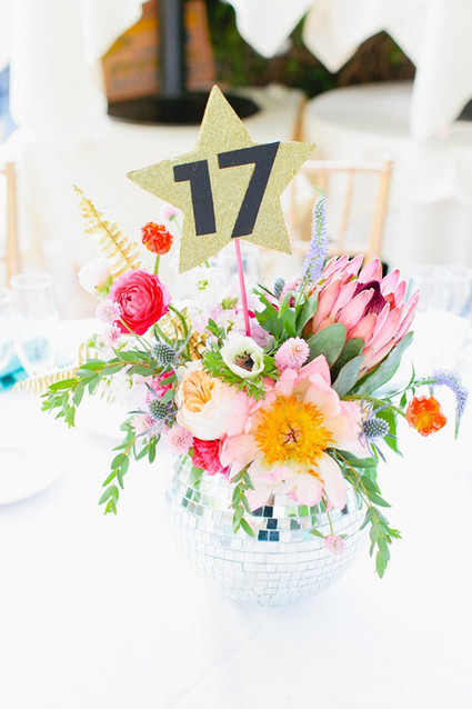 80's pop themed wedding table number Inspiration