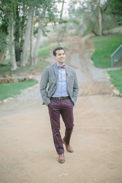 Groom in maroon pants