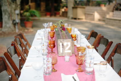 Southern California ranch pink and orange wedding tablescape