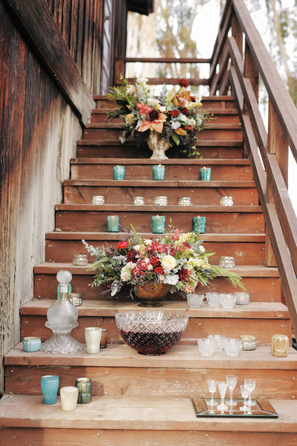 Rustic Christmas inspired stairway decor