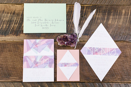 Modern Bohemian Wedding Purple Invitations Inspiration