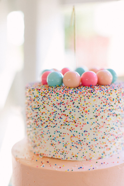 gumball confetti birthday cake