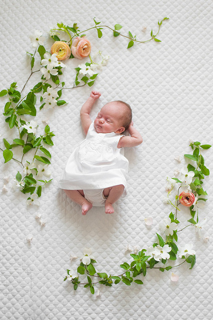Spring floral newborn photos by Matt & Julie Weddings | Flowers by Bows and Arrows | 100 Layer Cakelet Inspiration