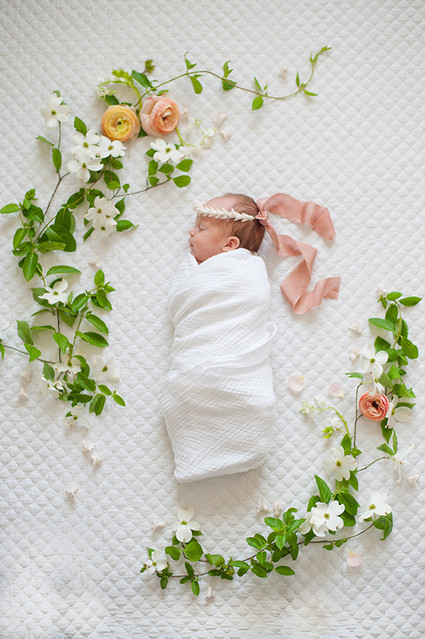 Spring floral newborn photos by Matt & Julie Weddings | Flowers by Bows and Arrows | 100 Layer Cakelet Inspiration