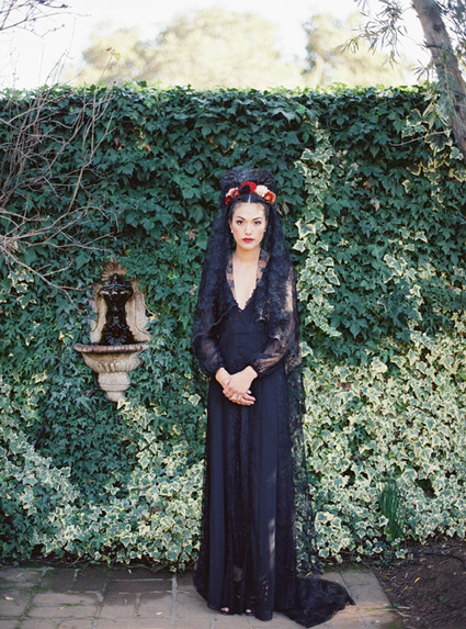 Black lace wedding dress