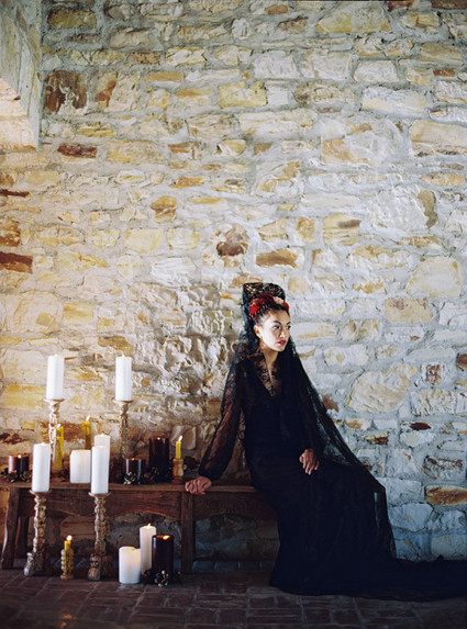 Black lace wedding dress