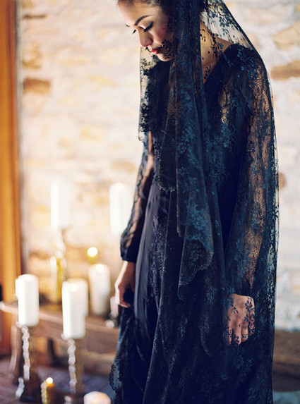 Black lace wedding dress