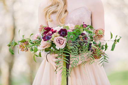 Burgundy anemone and rose bouquet
