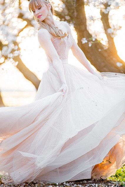 Pink BHLDN wedding dress