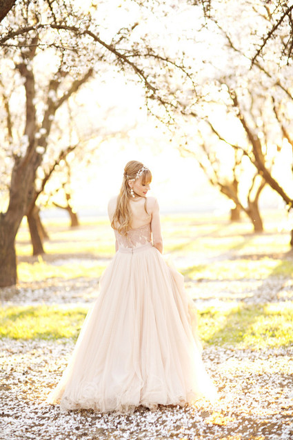 Pink BHLDN wedding dress
