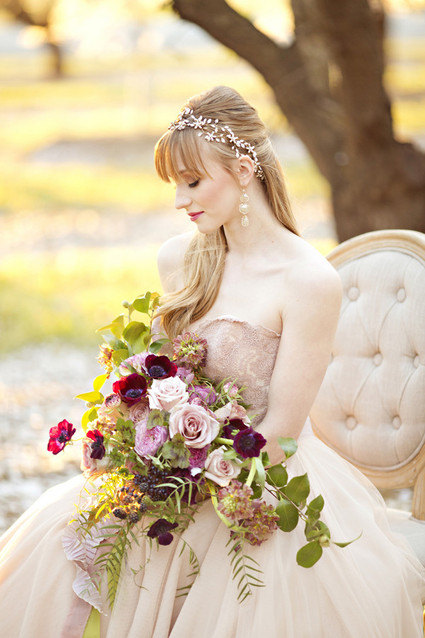 Burgundy anemone and rose bouquet