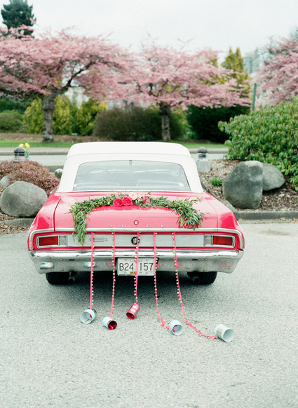 Vintage red getaway car