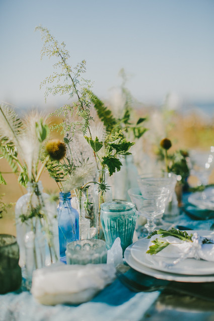 Golden Fall coastal wedding tablescape