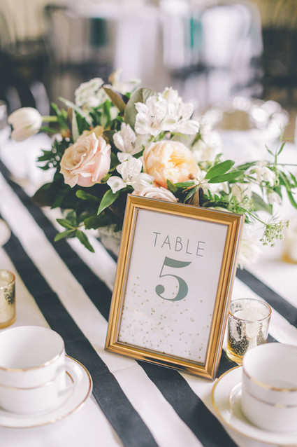 Gold wedding table number