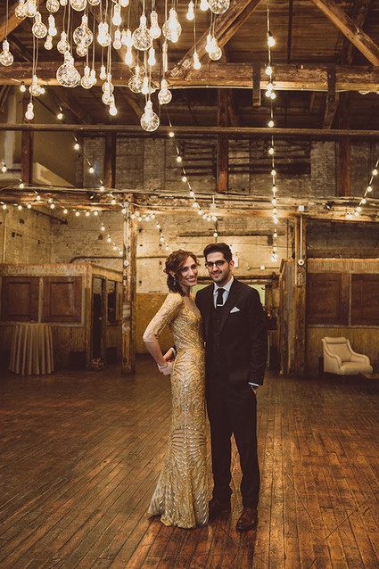 Urban New York City loft wedding portrait