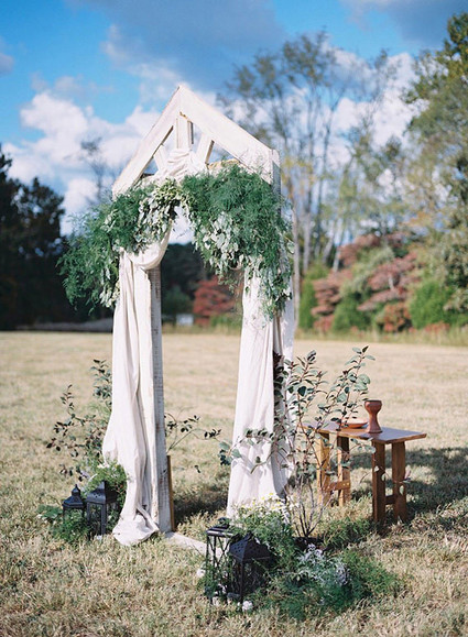 White and green wedding altar